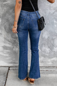 Flare-Jeans mit hoher Taille in Distressed-Optik