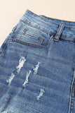 Jeans effetto consumato a vita media patchwork a quadri