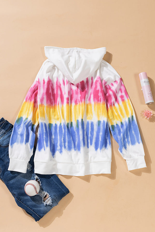 Felpa con cappuccio pullover con coulisse tie-dye