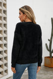 Fuzzy-Pullover mit fallender Schulter und Rundhalsausschnitt