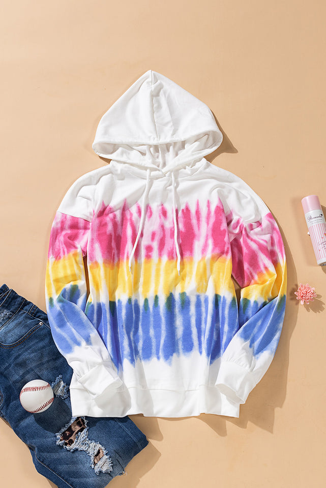 Tie-Dye-Pullover-Hoodie mit Kordelzug