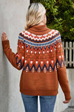 Chevron-Rollkragenpullover mit geripptem Rand