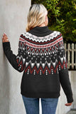 Chevron-Rollkragenpullover mit geripptem Rand