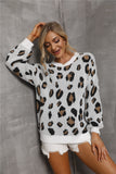 Pullover lavorato a maglia con spalle scese con stampa animalier