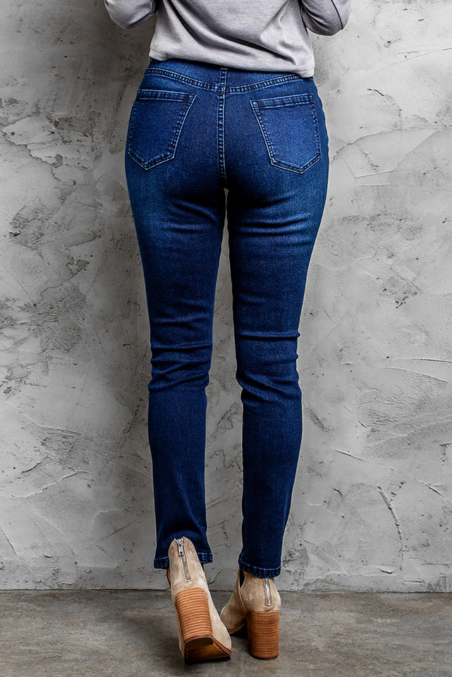 Distressed Skinny Jeans mit mittelhoher Taille