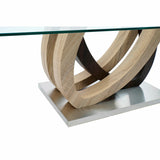 Postranní stolek DKD Home Decor Sklo Kaštanová Transparentní Nerezová ocel Dřevo MDF (120 x 60 x 42 cm)