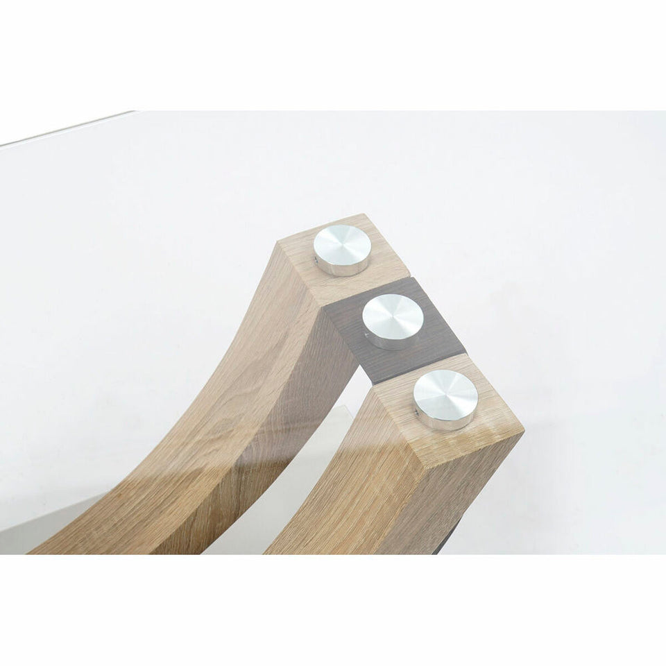 Postranní stolek DKD Home Decor Sklo Kaštanová Transparentní Nerezová ocel Dřevo MDF (120 x 60 x 42 cm)