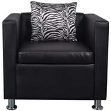 Sofa Set Armchair 2-Seater 3-Seater Black Faux Leather