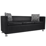 Sofa Set Armchair 2-Seater 3-Seater Black Faux Leather