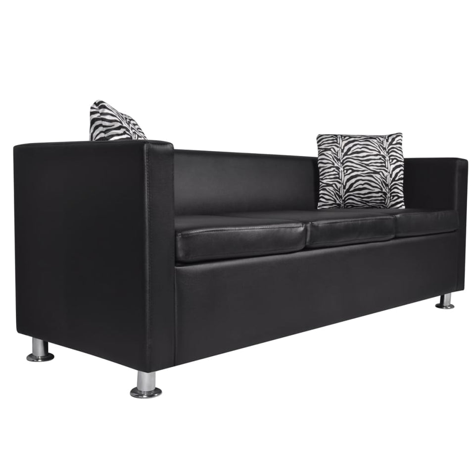 Sofa Set Armchair 2-Seater 3-Seater Black Faux Leather