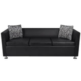 Sofa Set Armchair 2-Seater 3-Seater Black Faux Leather
