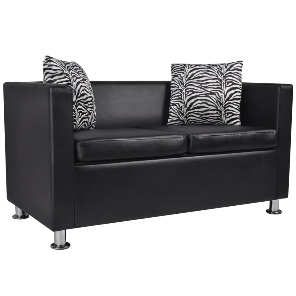 Sofa Set Armchair 2-Seater 3-Seater Black Faux Leather
