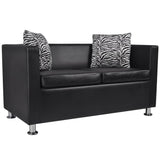 Sofa Set Armchair 2-Seater 3-Seater Black Faux Leather