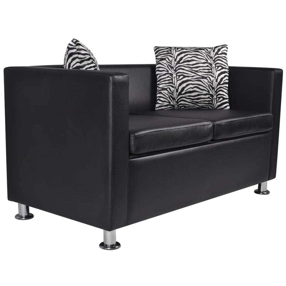 Sofa Set Armchair 2-Seater 3-Seater Black Faux Leather