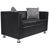 Sofa Set Armchair 2-Seater 3-Seater Black Faux Leather