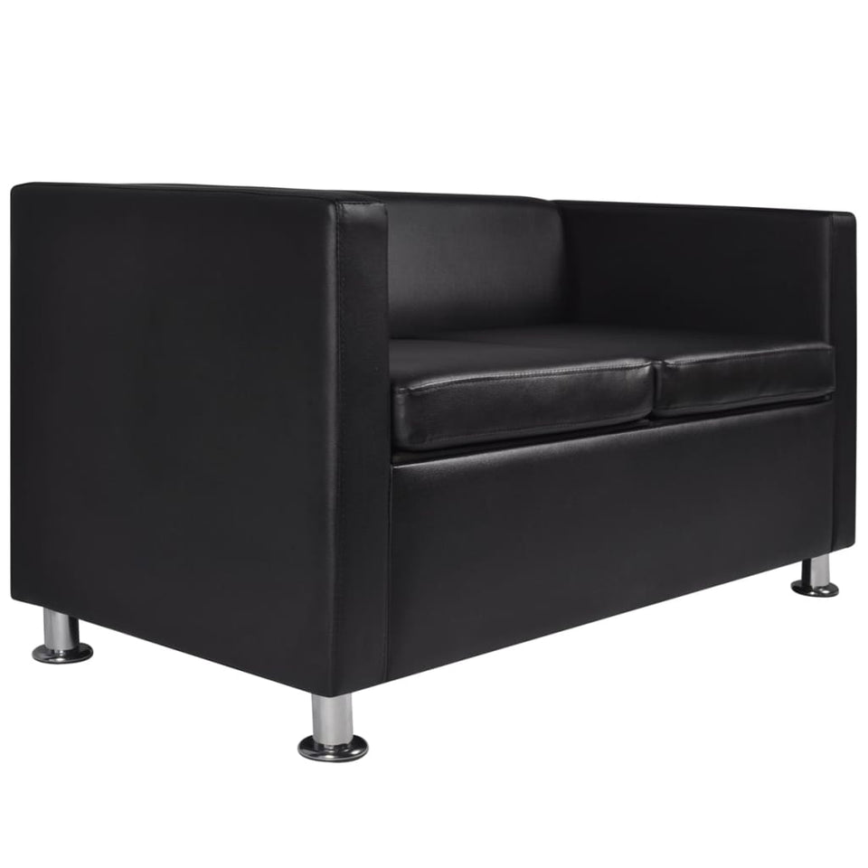 Sofa Set Armchair 2-Seater 3-Seater Black Faux Leather