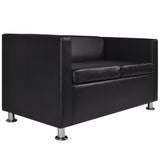 Sofa Set Armchair 2-Seater 3-Seater Black Faux Leather