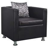 Sofa Set Armchair 2-Seater 3-Seater Black Faux Leather