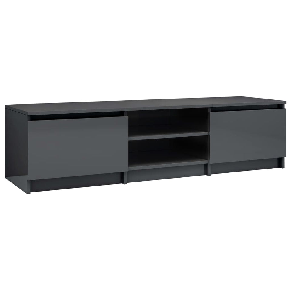 TV Cabinet High Gloss Gray 55.1"x15.7"x14" Chipboard