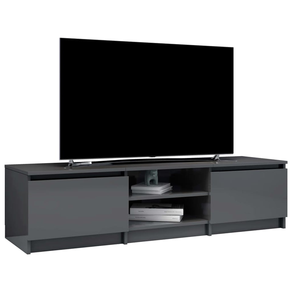 TV Cabinet High Gloss Gray 55.1"x15.7"x14" Chipboard
