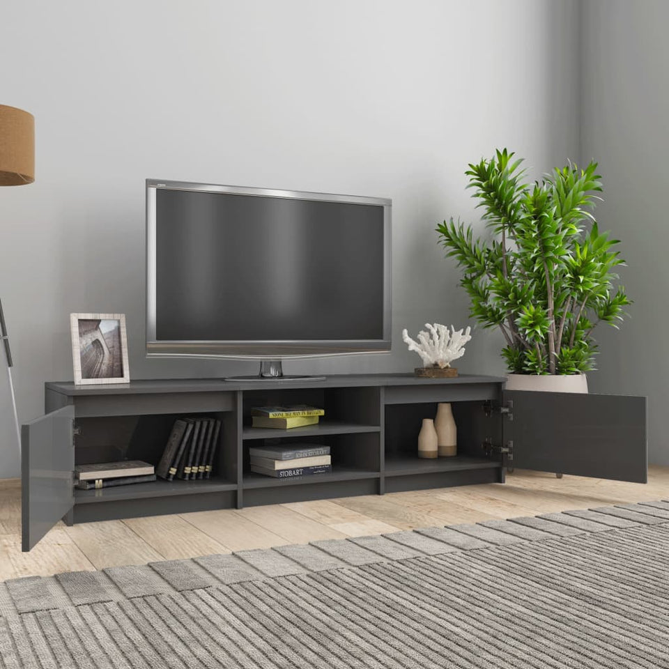 TV Cabinet High Gloss Gray 55.1"x15.7"x14" Chipboard