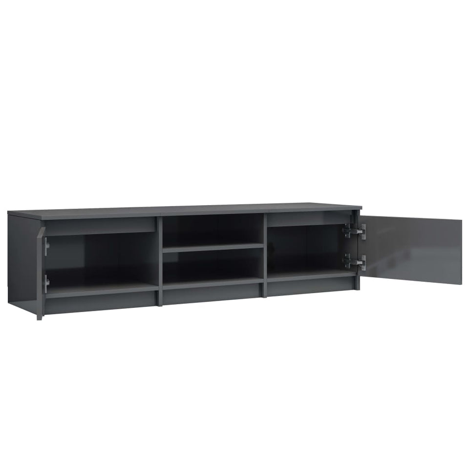 TV Cabinet High Gloss Gray 55.1"x15.7"x14" Chipboard
