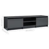 TV Cabinet High Gloss Gray 55.1"x15.7"x14" Chipboard