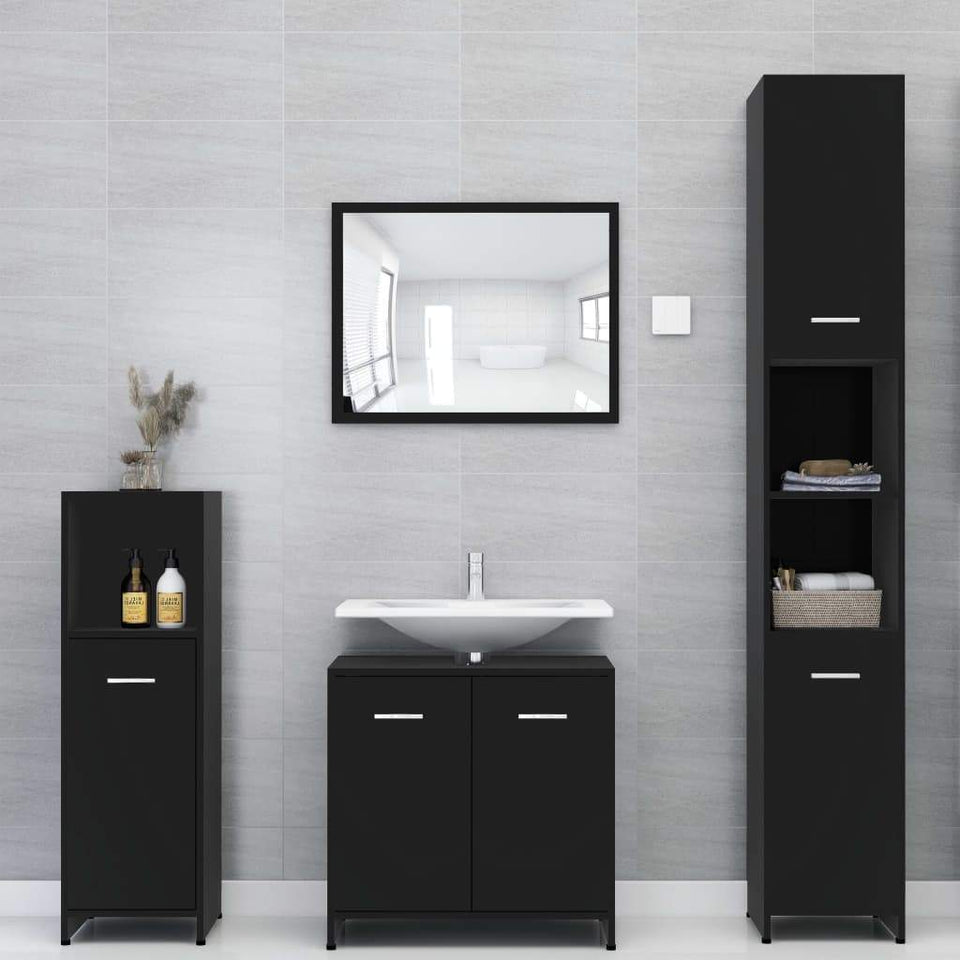 Bathroom Furniture Set 3 Pieces Chipboard Storage Cabinet Multi Colors