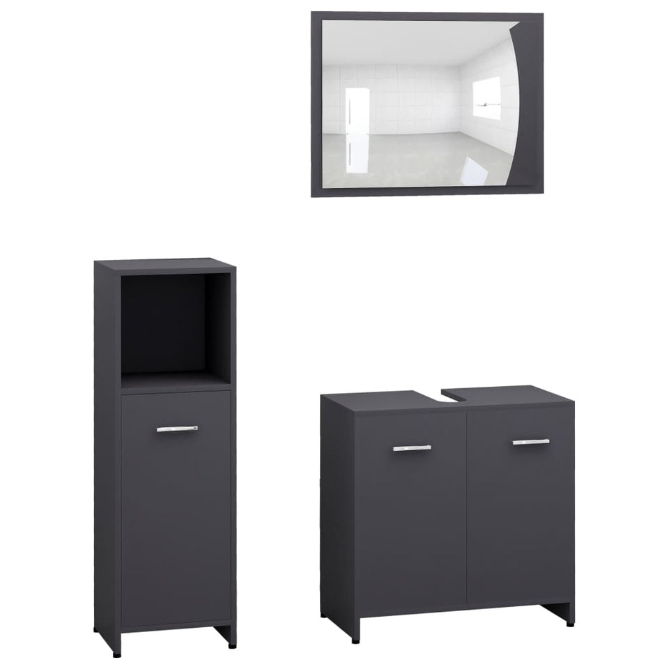 Bathroom Furniture Set 3 Pieces Chipboard Storage Cabinet Multi Colors