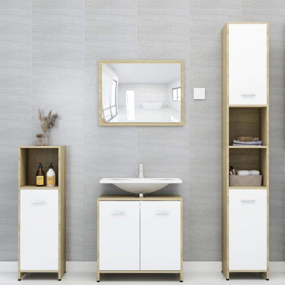 Bathroom Furniture Set 3 Pieces Chipboard Storage Cabinet Multi Colors