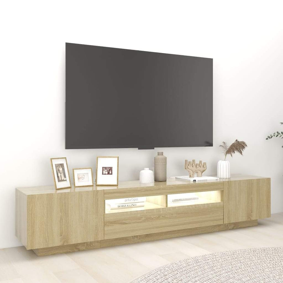 TV Cabinet with LED Lights Storage HiFi Cabinet Furniture
