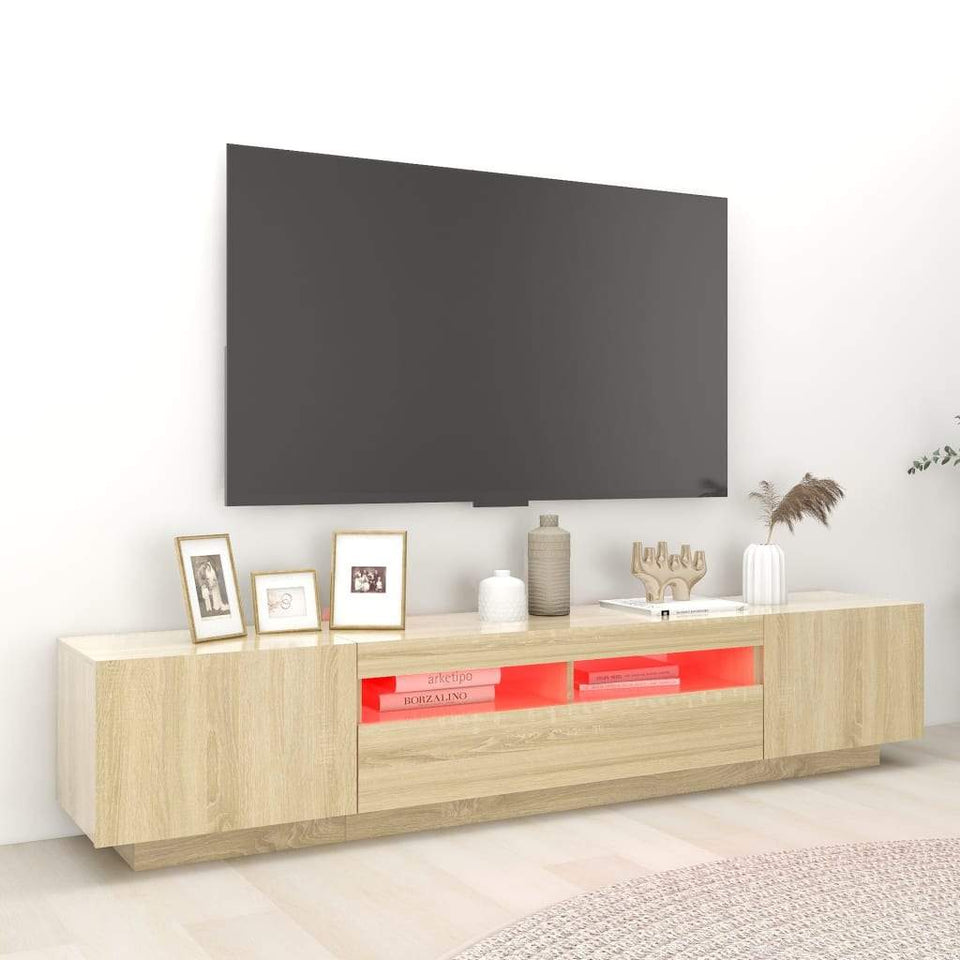 TV Cabinet with LED Lights Storage HiFi Cabinet Furniture