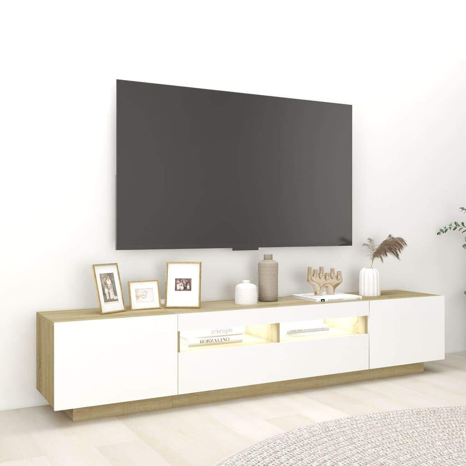 TV Cabinet with LED Lights Storage HiFi Cabinet Furniture