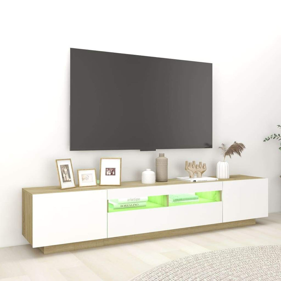 TV Cabinet with LED Lights Storage HiFi Cabinet Furniture