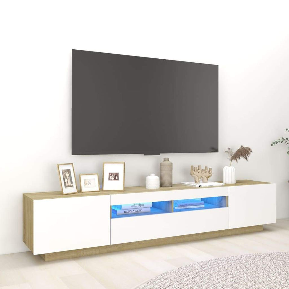 TV Cabinet with LED Lights Storage HiFi Cabinet Furniture