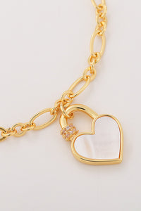 Bracciale con ciondolo con lucchetto a cuore