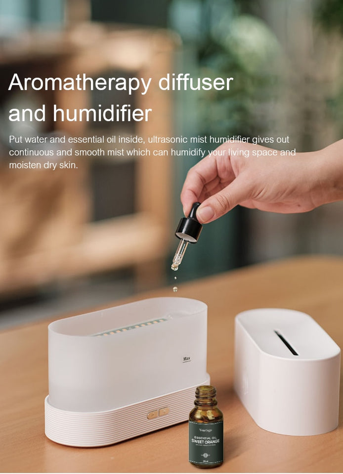 Kinscoter Aroma Diffuser Air Humidifier Ultrasonic Cool Mist Maker Fogger Led Essential Oil Flame Lamp Difusor