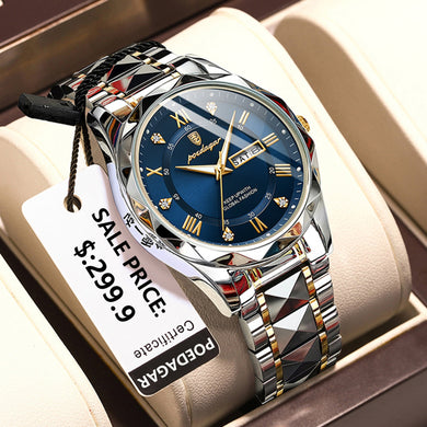 POEDAGAR Wasserdichte Luxus-Mann-Armbanduhr der Top-Marke mit Leuchtfunktion