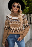 Chevron-Rollkragenpullover mit geripptem Rand