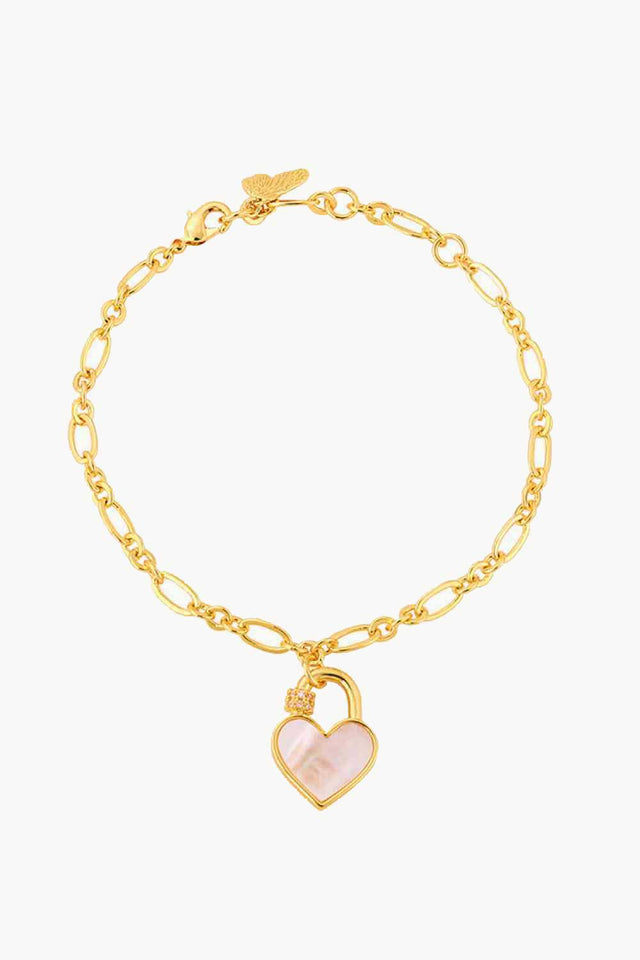 Bracciale con ciondolo con lucchetto a cuore