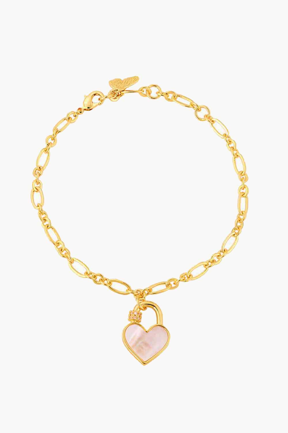 Bracciale con ciondolo con lucchetto a cuore