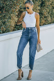 Ripped Ankle Straight Jeans mit Taschen