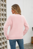 Fuzzy-Pullover mit fallender Schulter und Rundhalsausschnitt