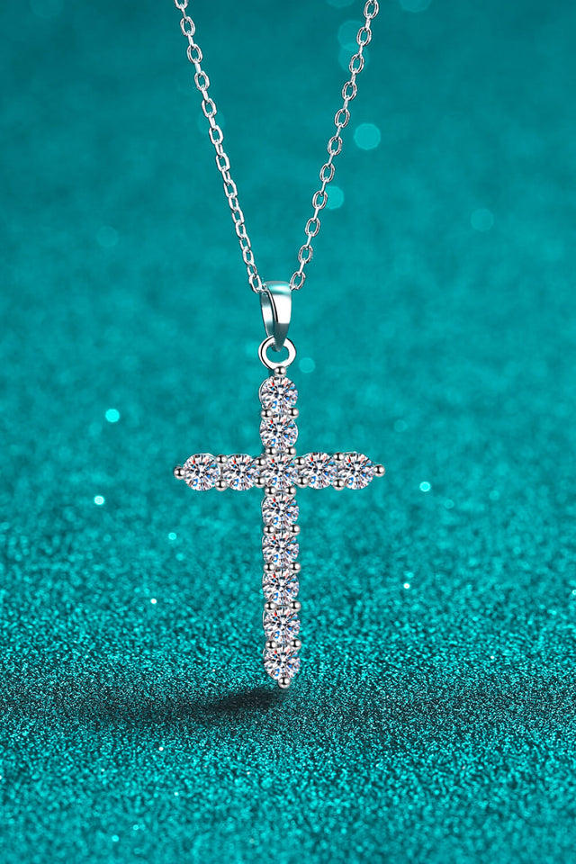 Moissanite Kreuz Anhänger Kette Halskette