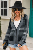 Gestreifter Fuzzy-Cardigan mit Knopfleiste vorne