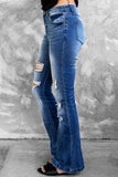 Distressed Flare Leg Jeans mit Taschen