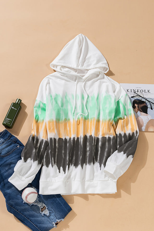 Tie-Dye-Pullover-Hoodie mit Kordelzug