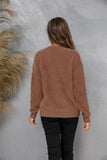 Fuzzy-Pullover mit fallender Schulter und Rundhalsausschnitt